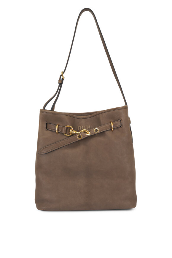 Miu Miu Aventure Tundra Leather Bucket Bag