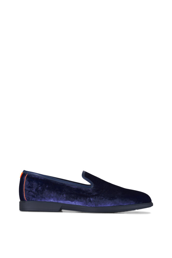 Santoni - Smooth Blue Velvet Formal Dress Shoe