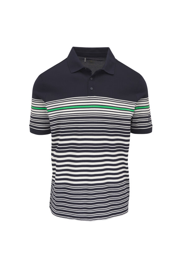 Bogner Navy, White & Green Stripe Polo