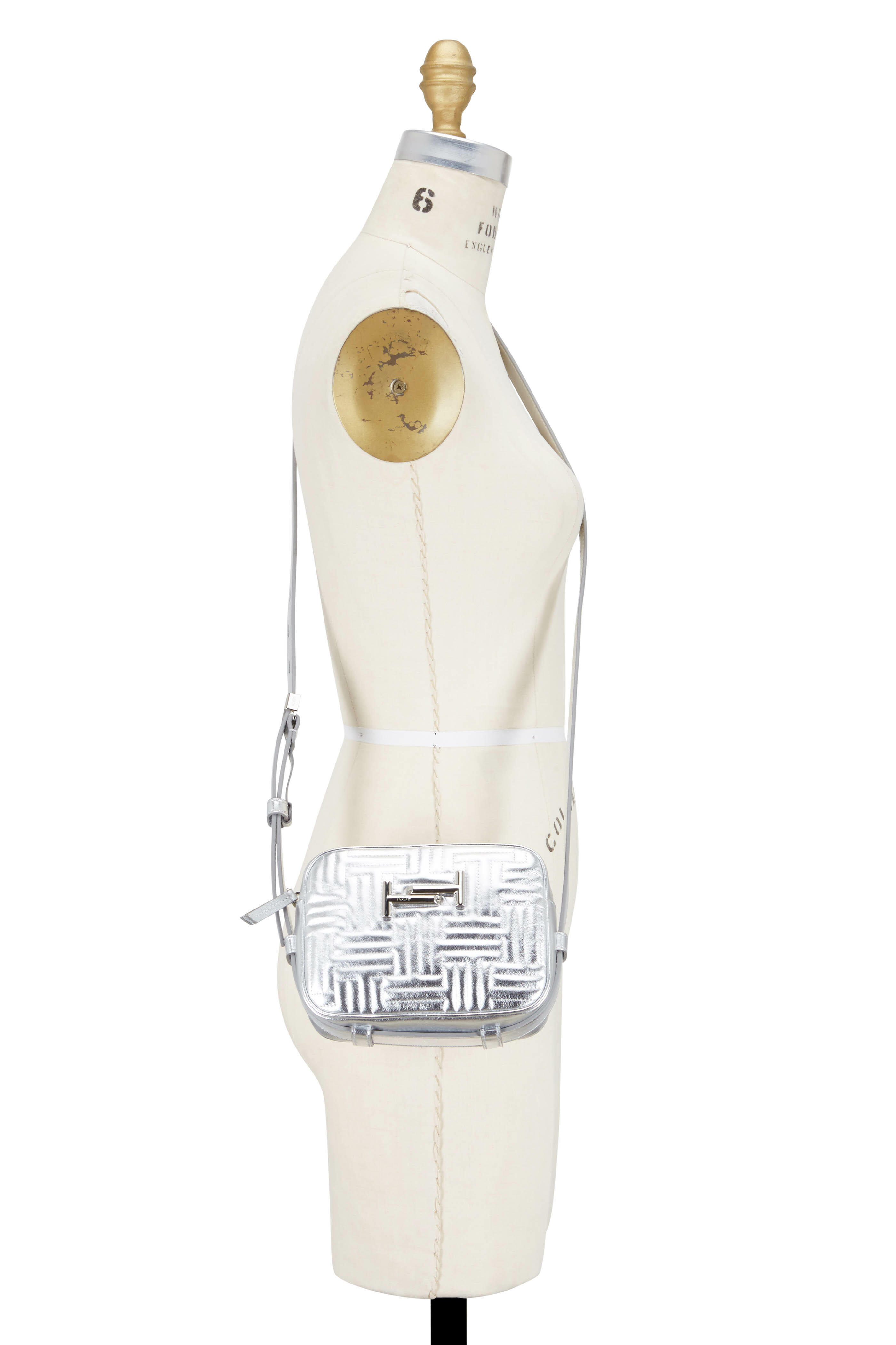 Tod's - Double T Silver Matelassé Camera Belt Bag