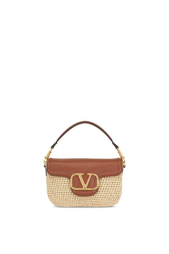Valentino Garavani All Time Natural & Saddle Raffia Shoulder Bag - view 6