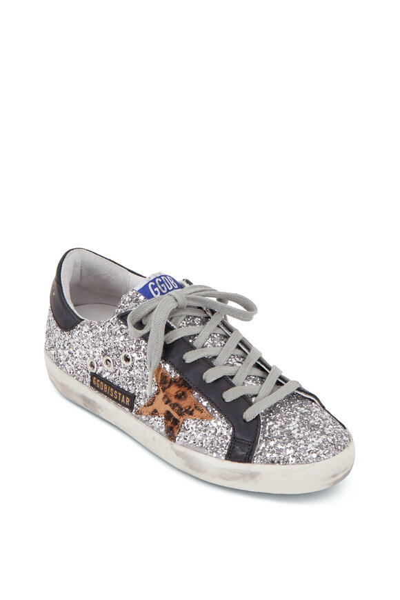 Golden Goose - Superstar Silver Glitter & Leopard Star Sneaker