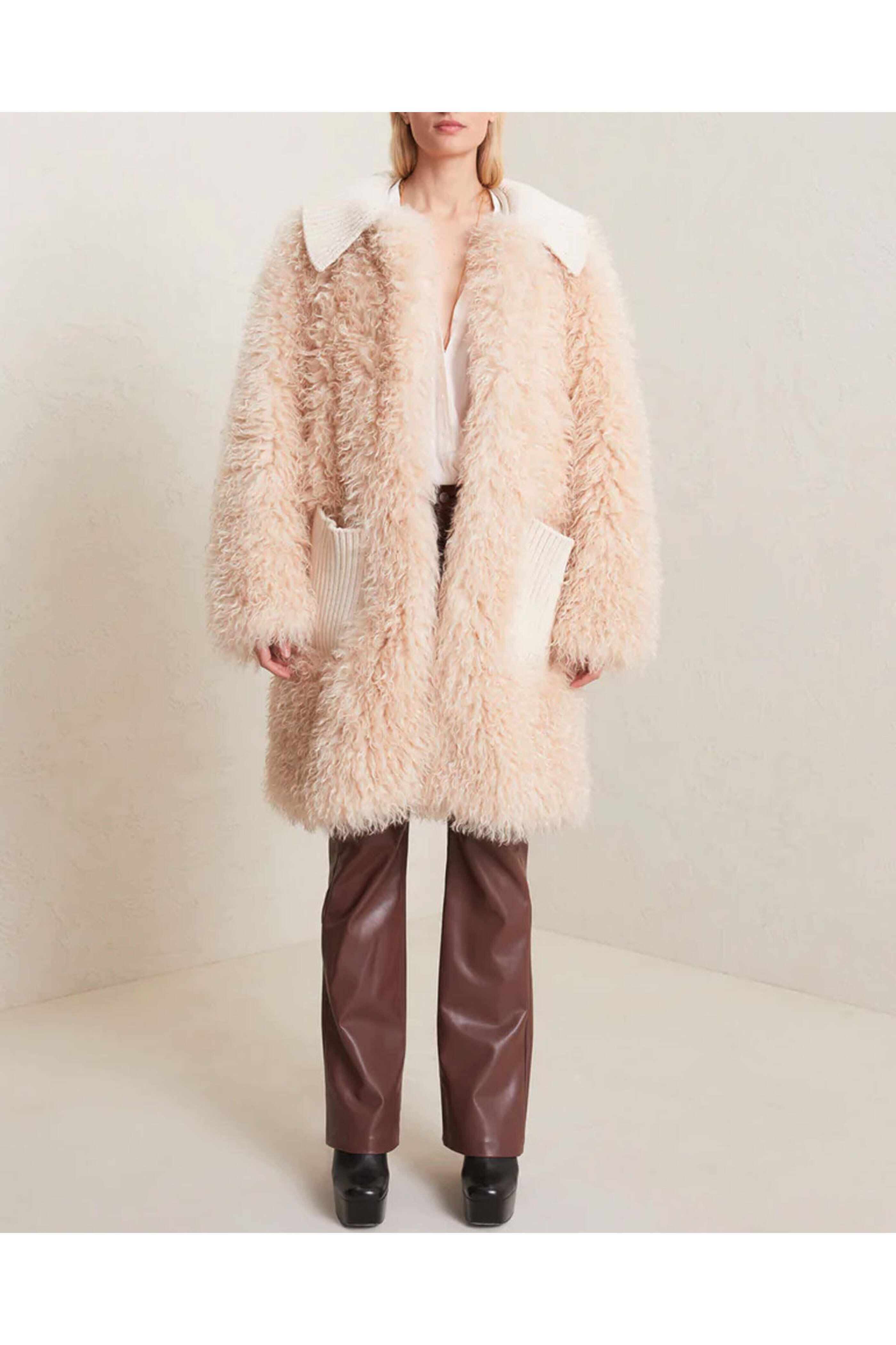 A.L.C. - Faint Peach Faux Fur Grey Coat