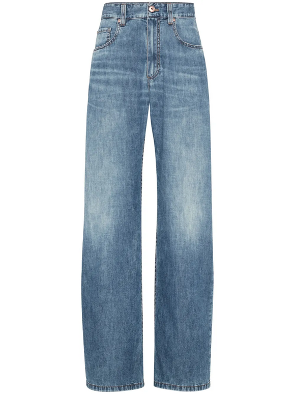 Brunello Cucinelli Super Lightweight Medium Wash Loose Fit Jean - view 5