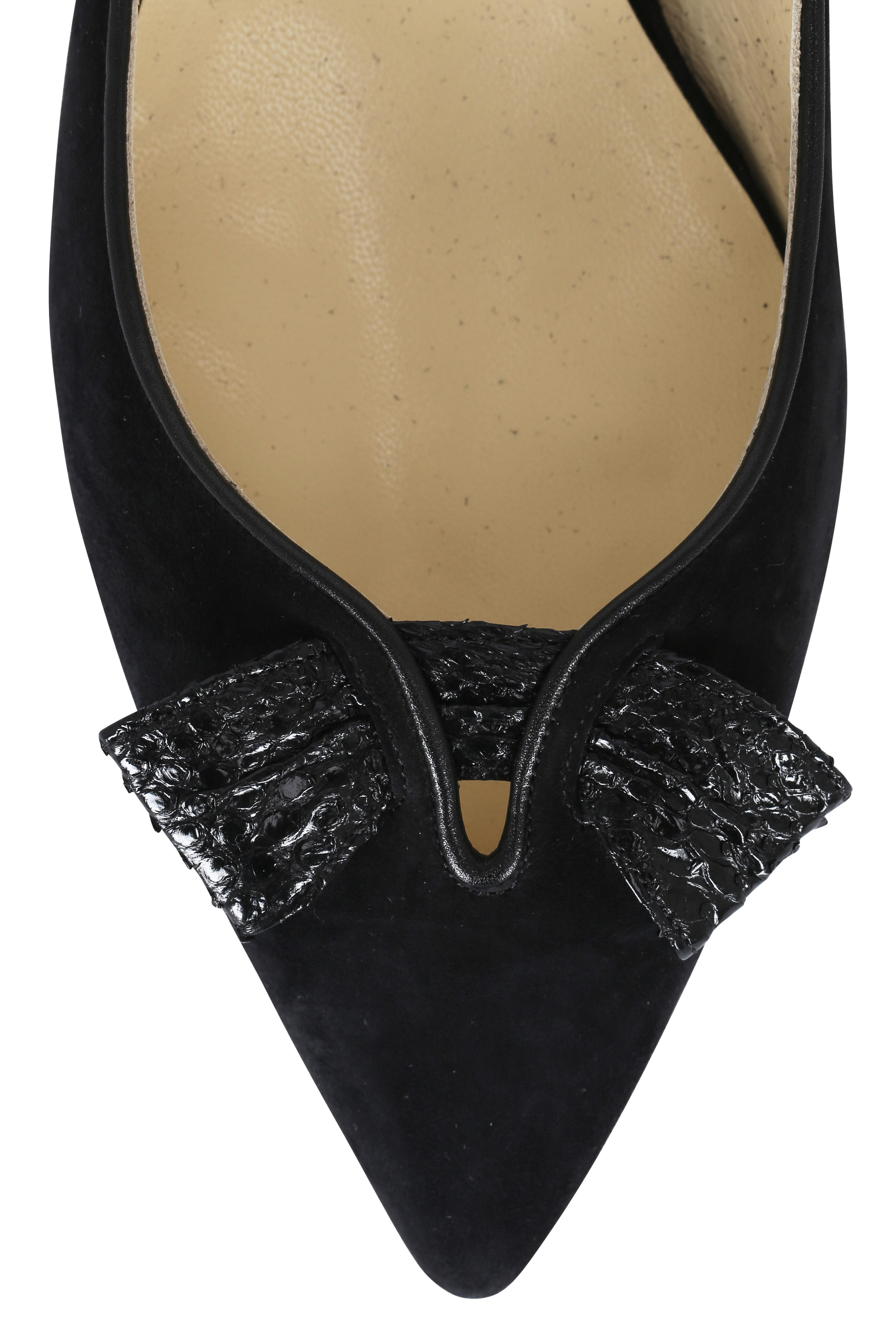 Sarah Flint - Lana Black Suede & Snakeskin Bow Flat