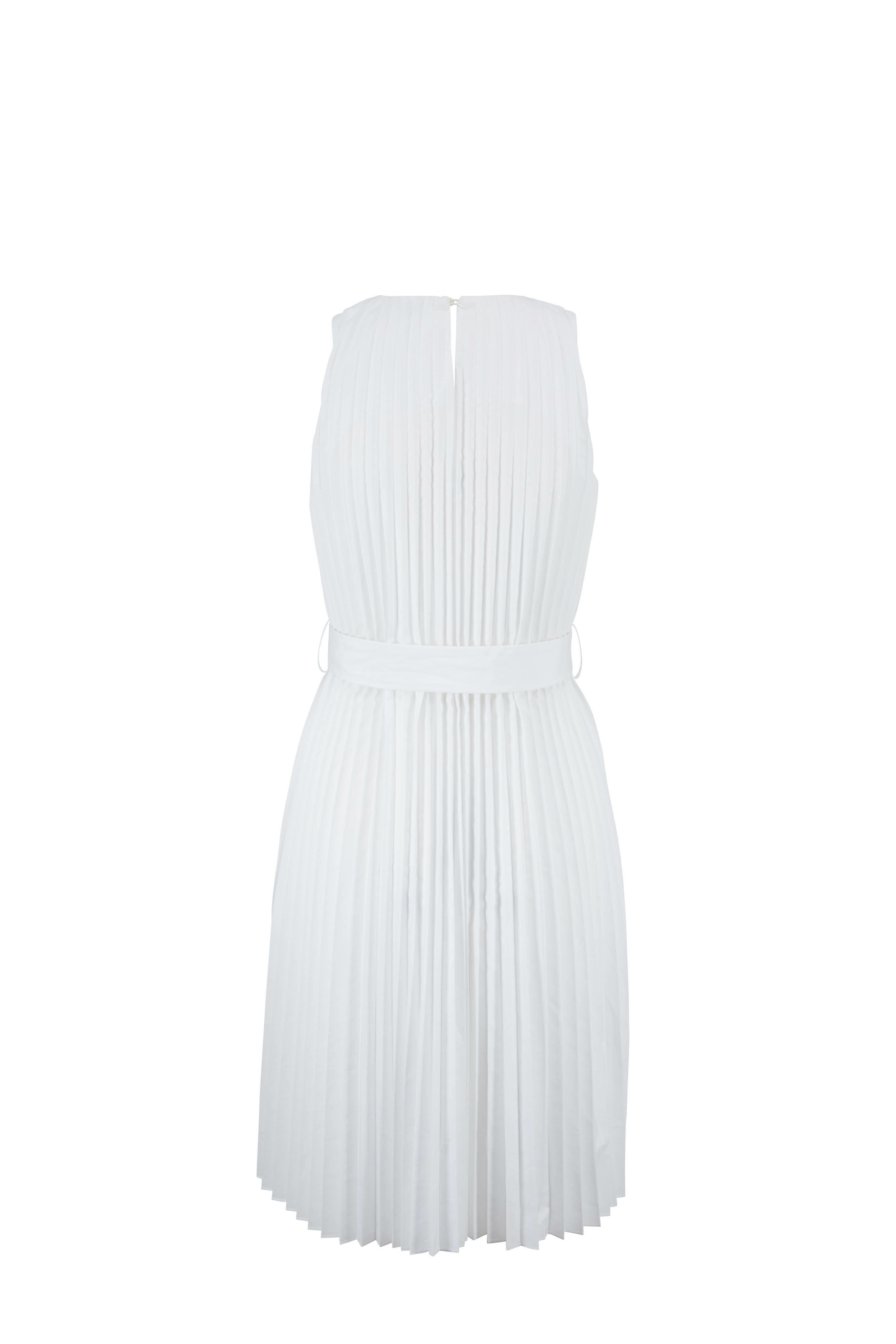 Brunello Cucinelli - White Poplin Plissé Monili Lines Belted