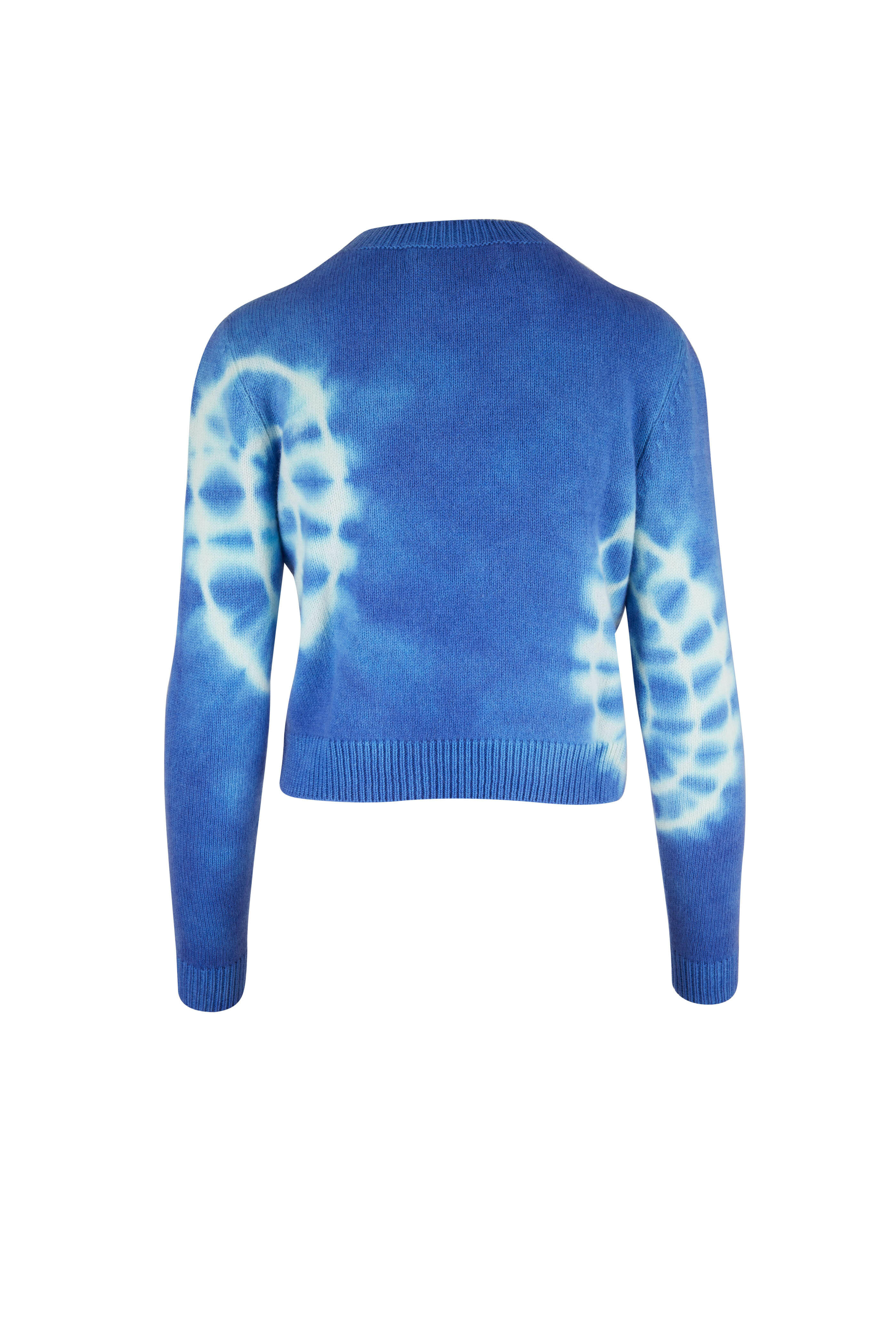 The Elder Statesman - Spiral City Ivory & Blue Jay Cashmere Crop Sweater