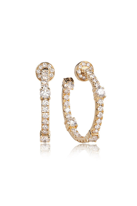 Nam Cho 18k Yellow Gold Diamond Pave Hoop Earrings