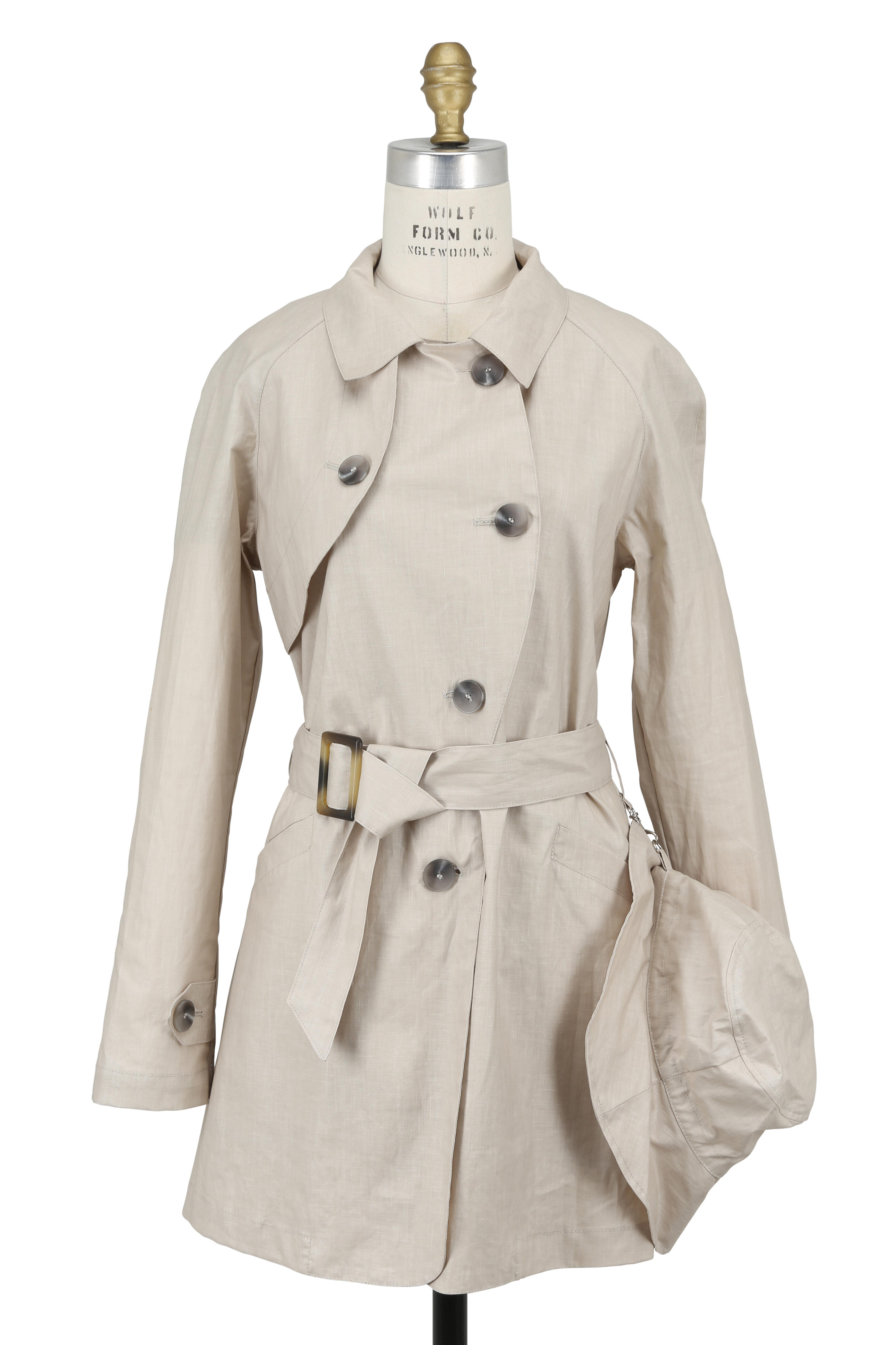 Pret Pour Partir - Krystal Tan Coated Linen Trench Coat With Hat