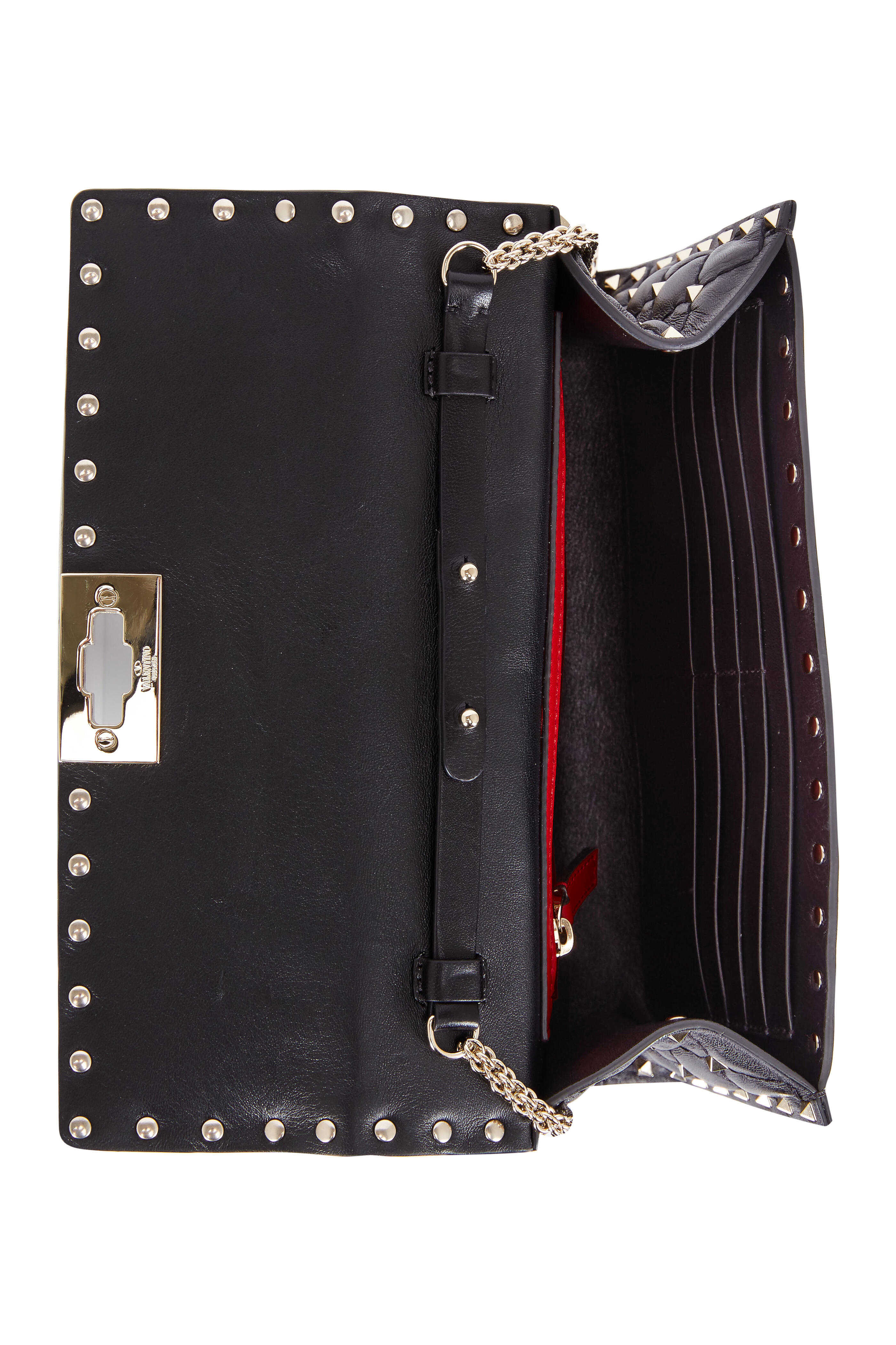 Valentino Garavani Women's Rockstud Black Leather Chain Crossbody Bag | by Mitchell Stores