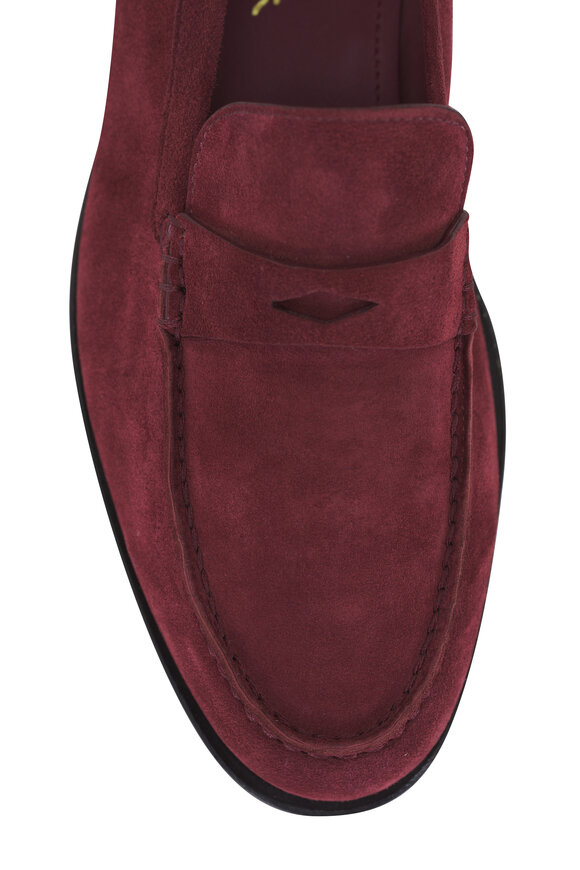 Santoni Haileigh Burgundy Suede Penny Loafer - view 4