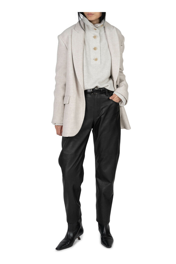 Brunello Cucinelli - Black Leather Five Pocket Pant 