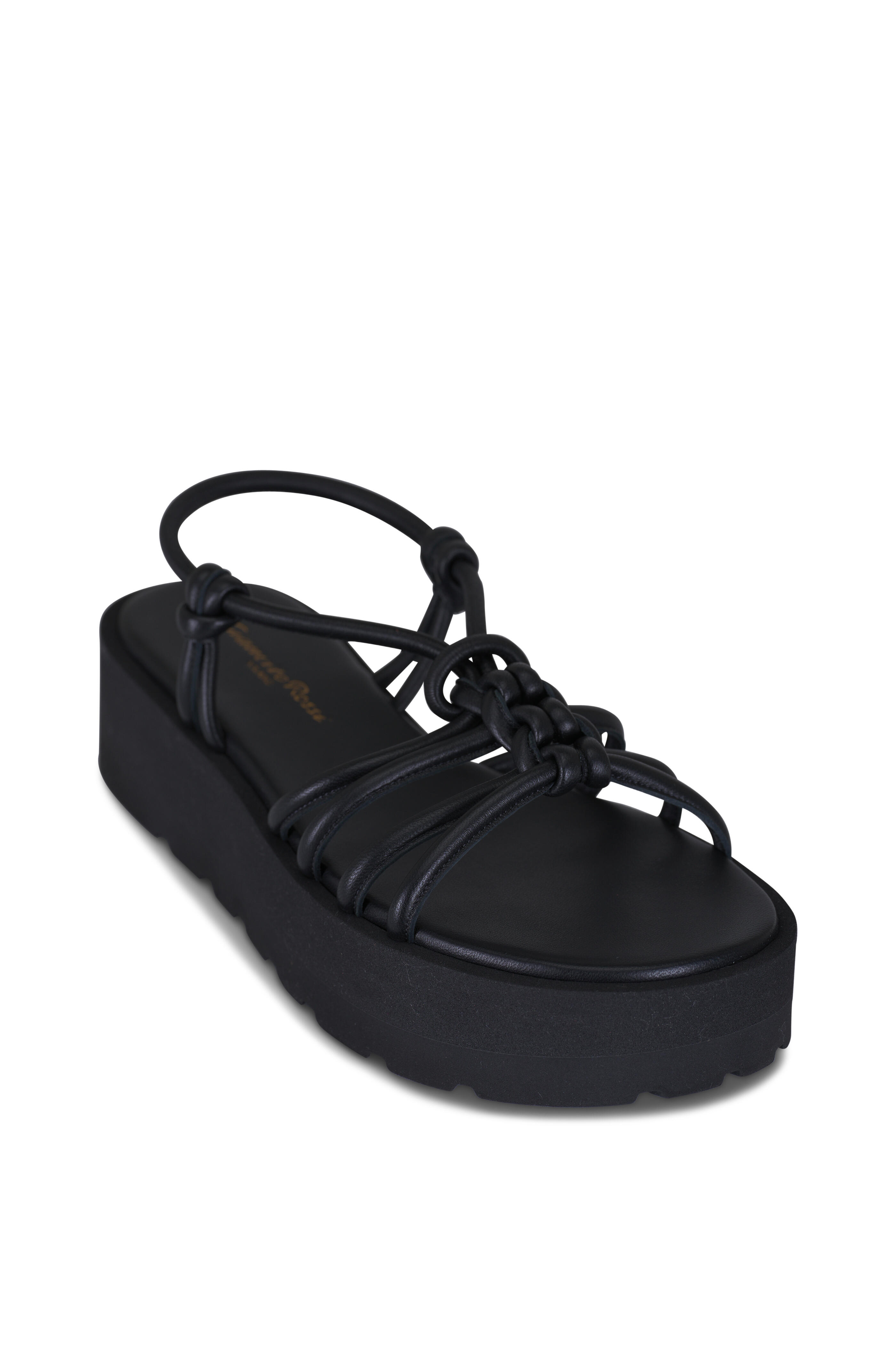 Gianvito Rossi - Hebe Black Leather Flat Wedge Sandal, 55mm