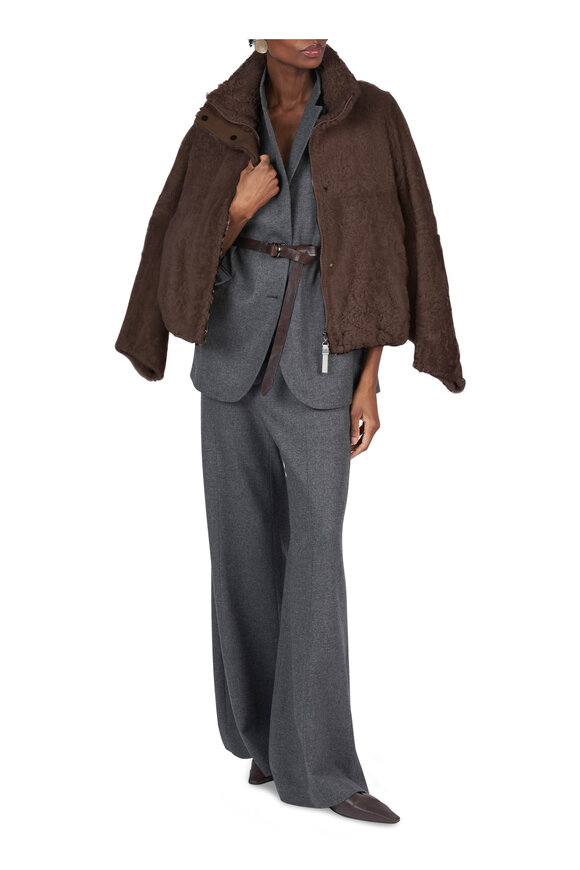 Brunello Cucinelli Anthracite Flannel Wide Flare Pant - view 3