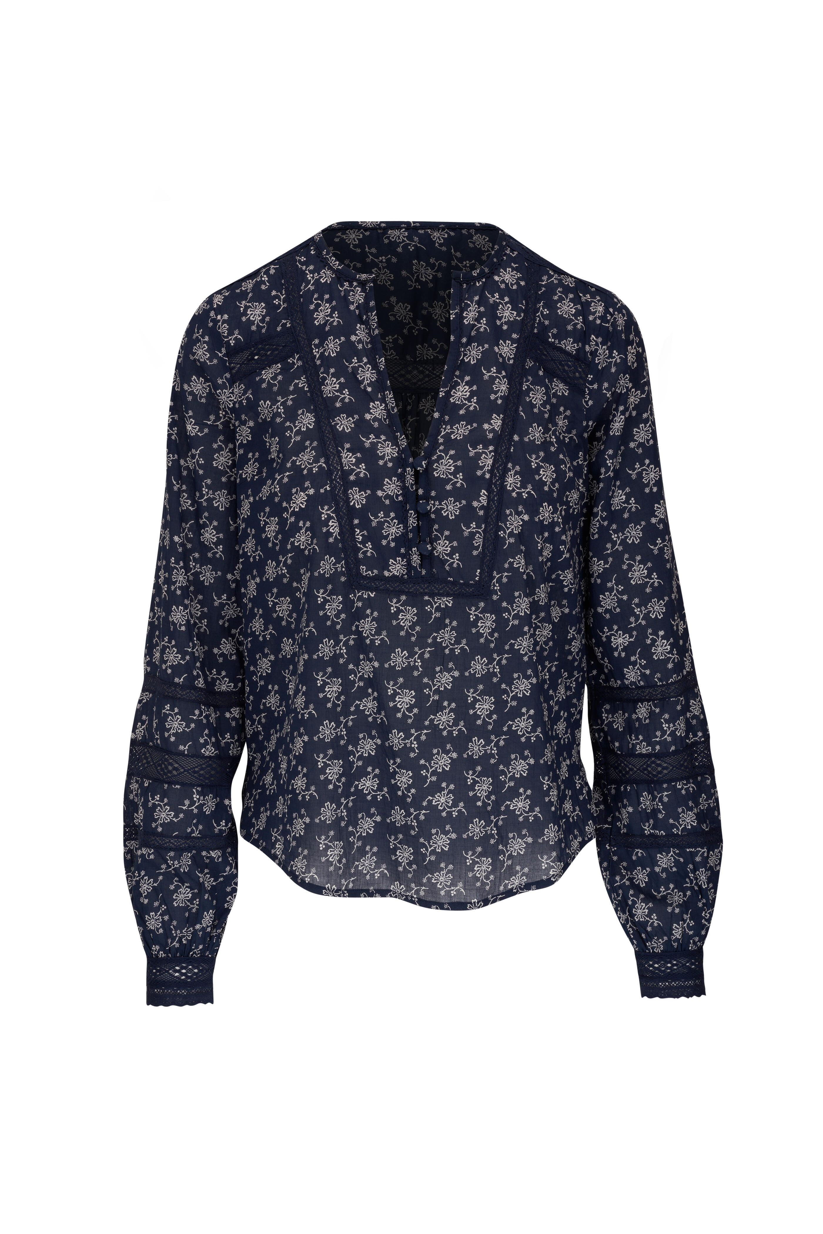 Veronica Beard - Kent Marine Off White Floral Embroidered Top