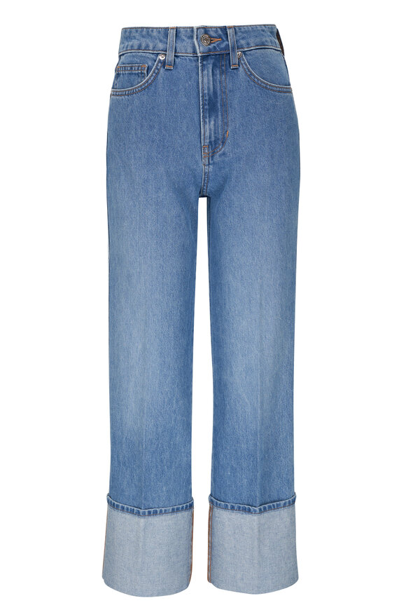 Veronica Beard Dylan Silverwood Blue Cuffed Straight Leg Jean 