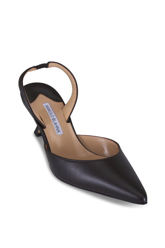 Manolo Blahnik Carolyne Dark Brown Leather Slingback, 50mm - view 1