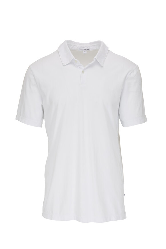 James Perse White Jersey Short Sleeve Polo