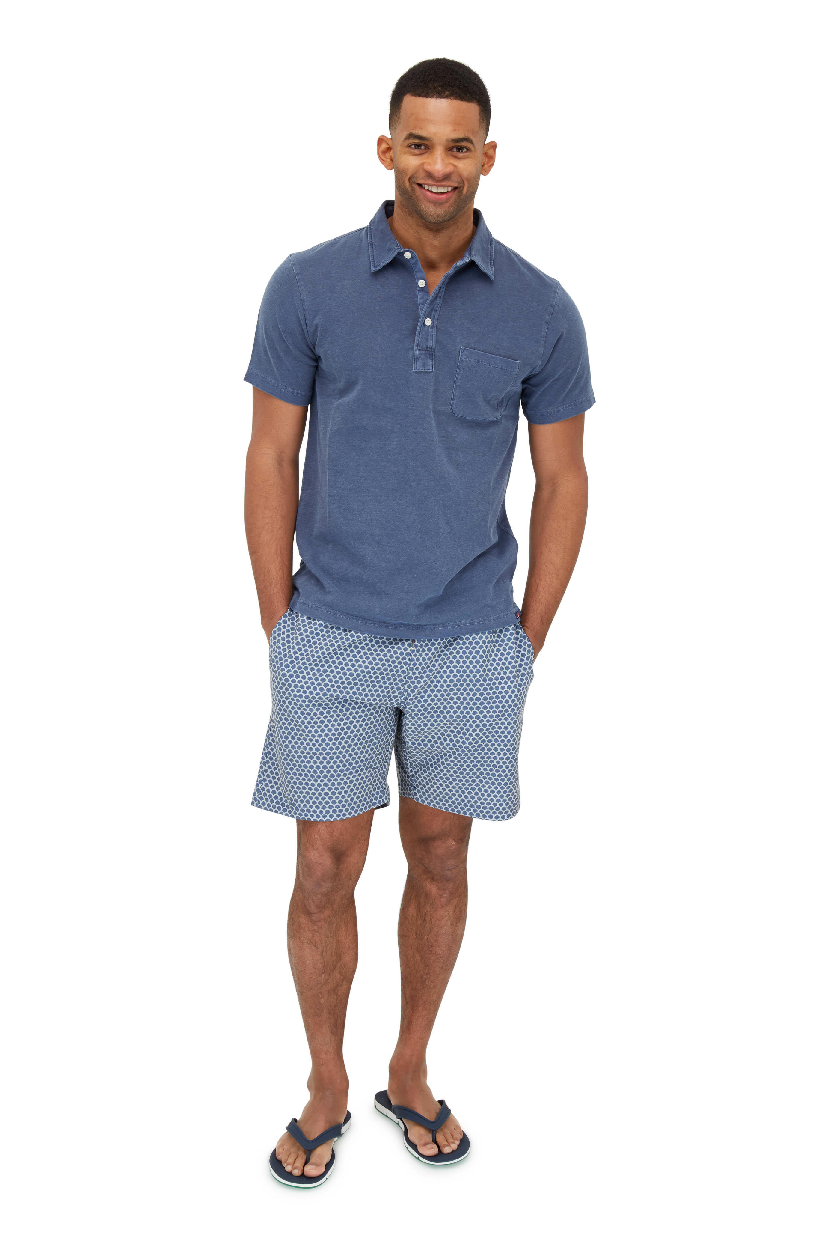 Faherty Brand - Blue Fishscale Printed Swim Trunks