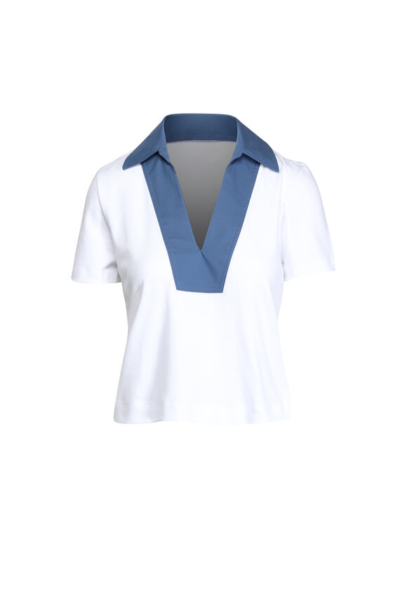 Tanya Taylor Melanie Optic White & French Blue Top - view 1