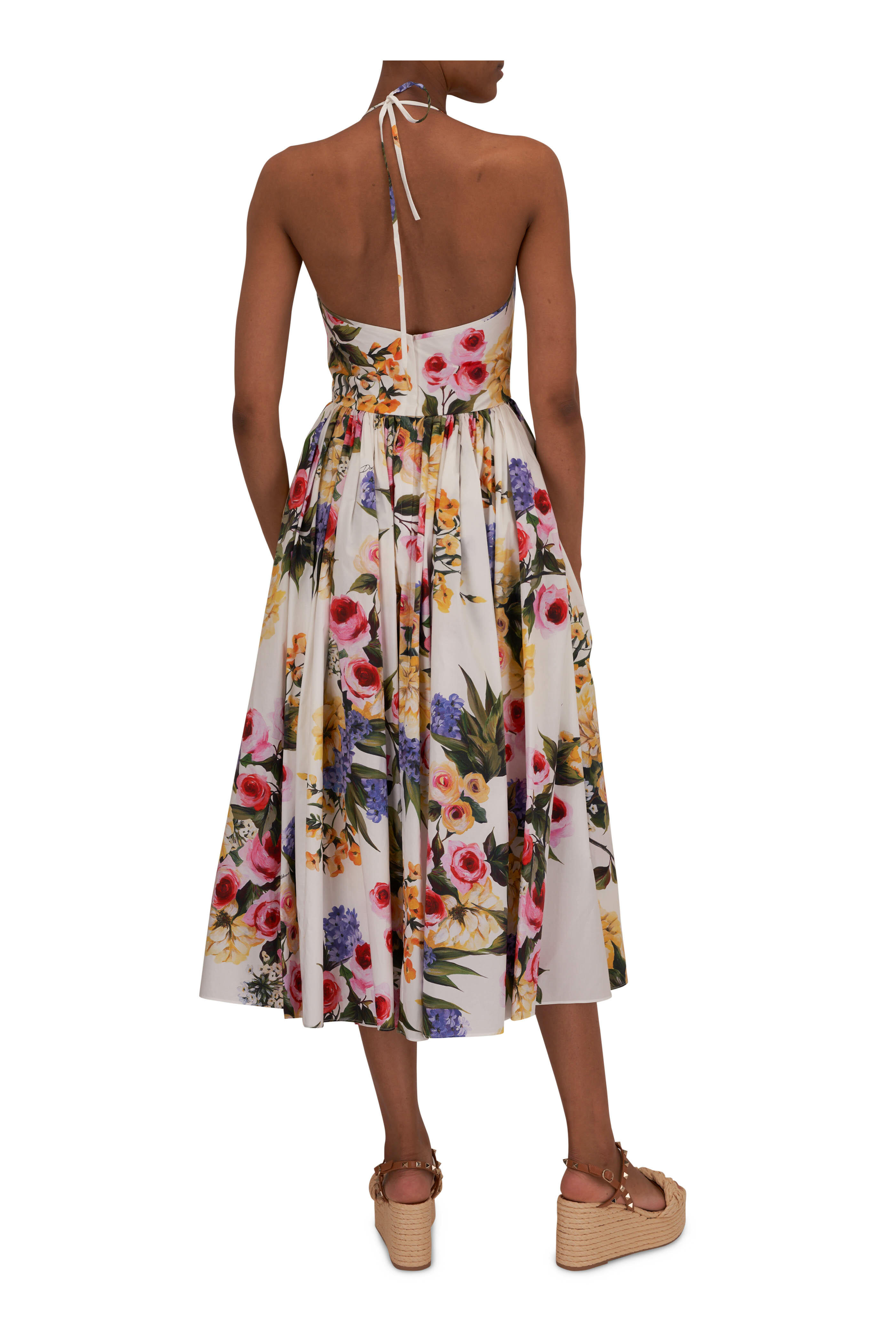 Dolce & Gabbana - White Flower Print Poplin Sundress