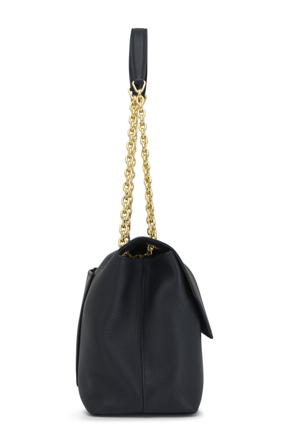 Prada - Medium Black Soft Grain Leather Chain Bag 