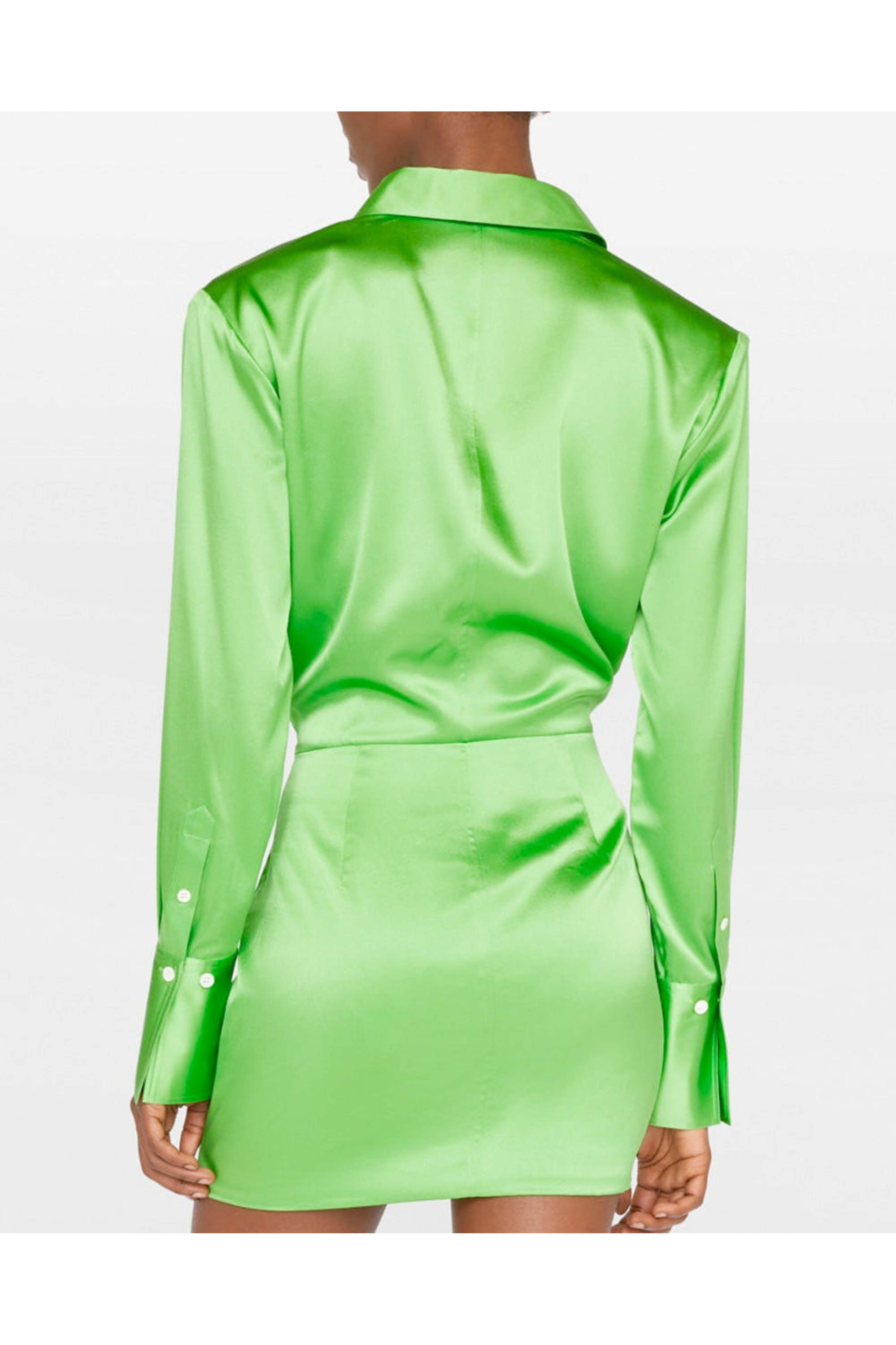 Frame - Bright Peridot Strong Shoulder Mini Dress