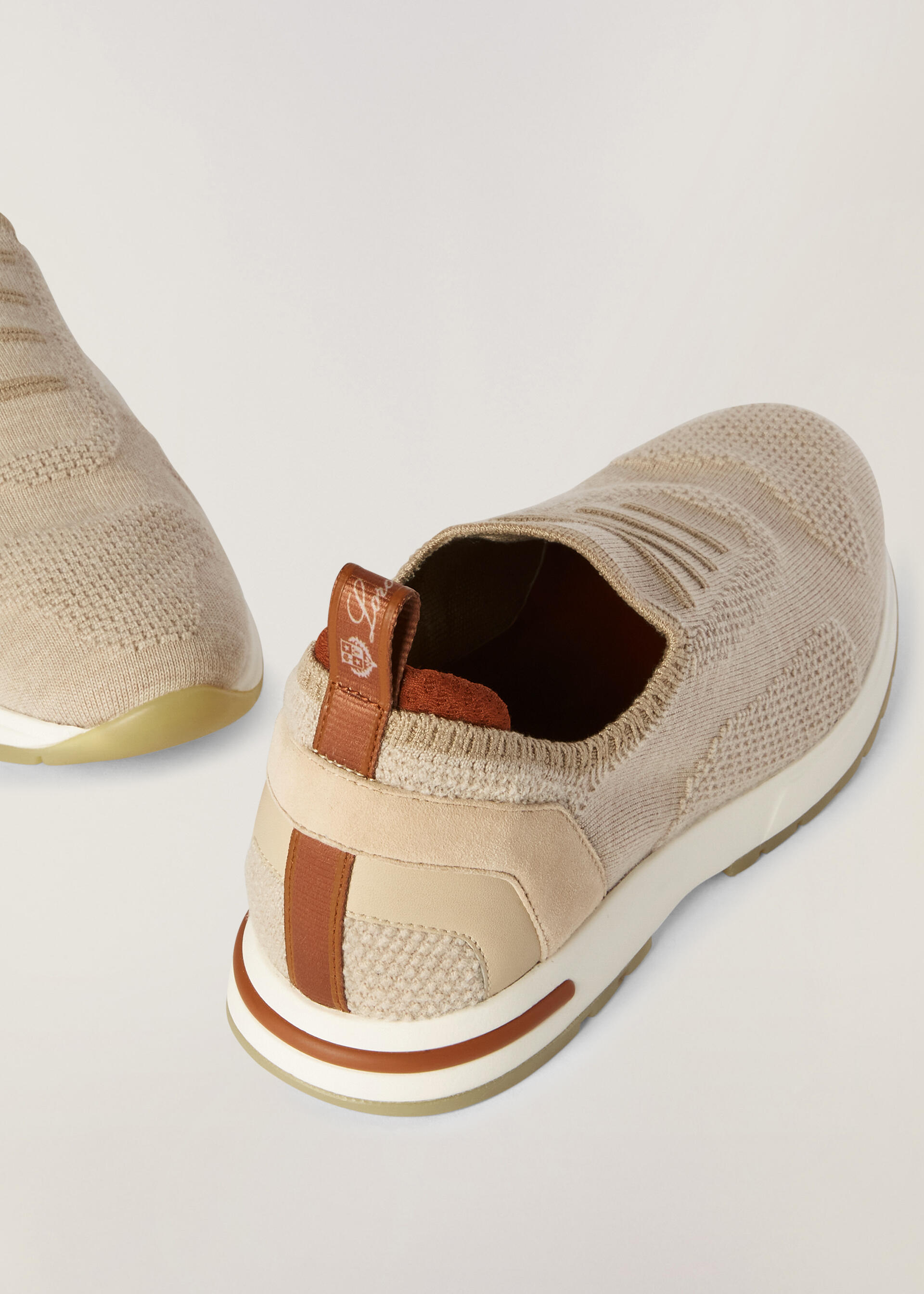 Loro Piana - 360 LP Flexy Beige Melange Knit Slip On Sneaker