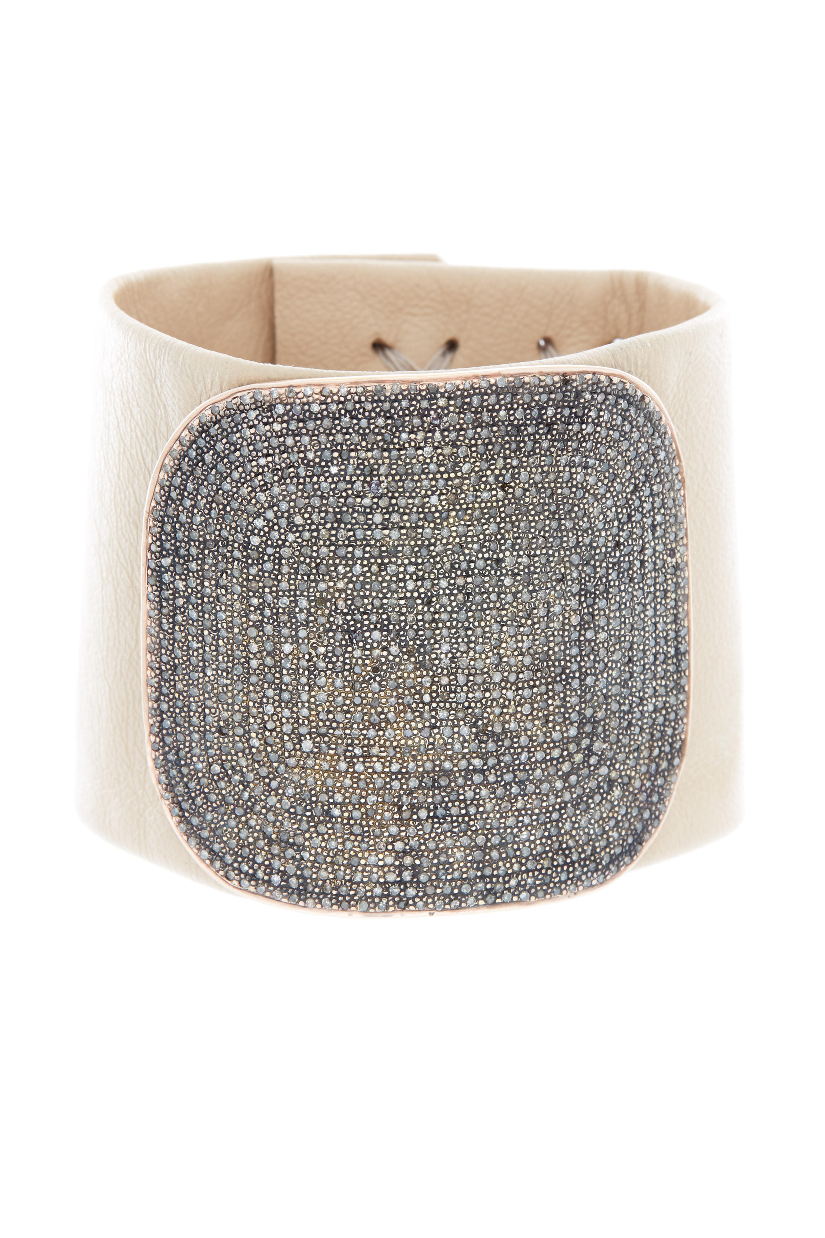 Tulah Jem - Nude Leather Pavé-Set White Diamond Bracelet