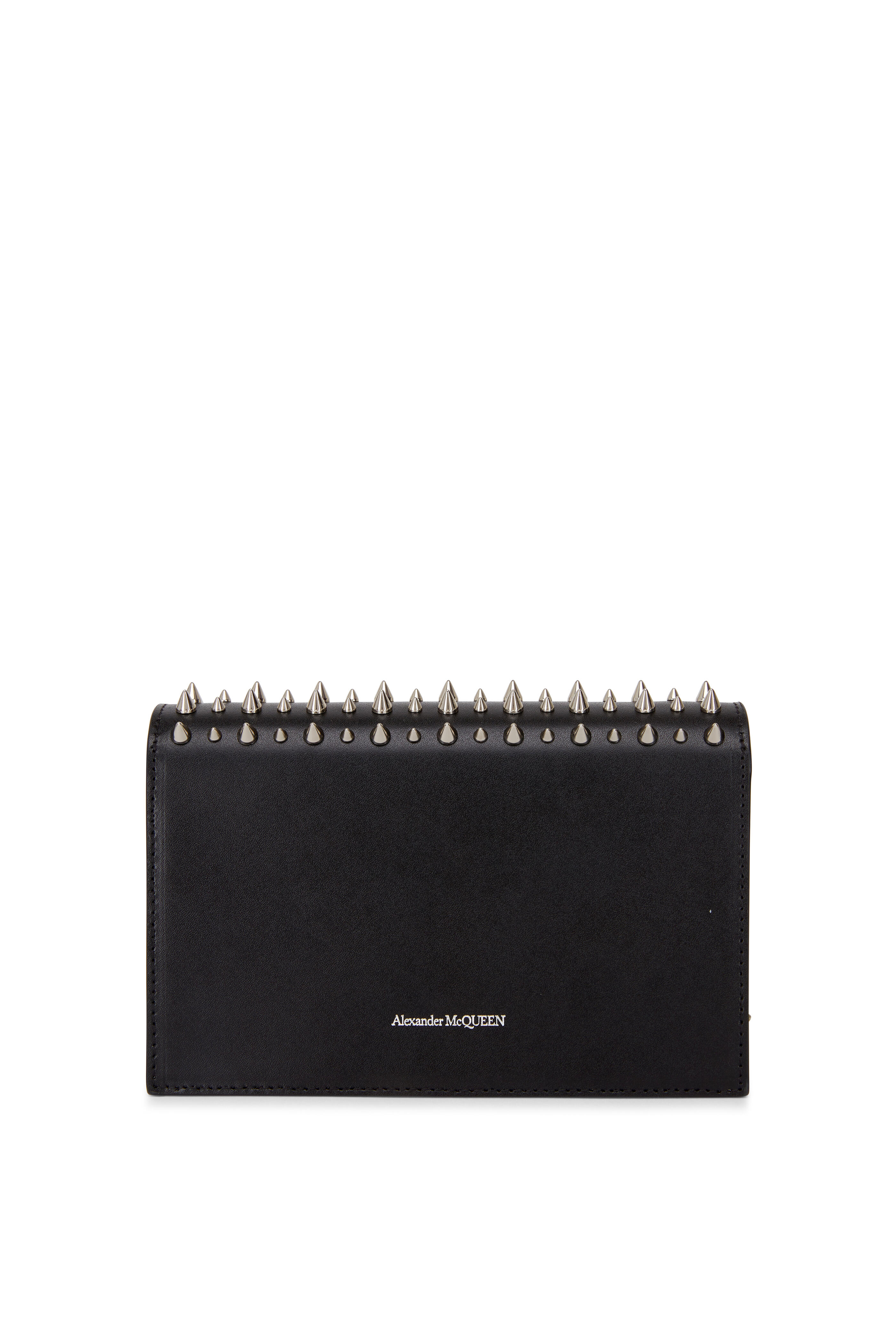 McQueen - Black Leather Spiked Mini Skull Bag