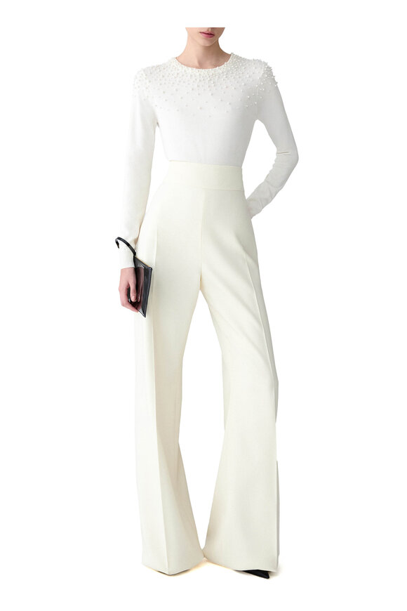 Carolina Herrera Ivory Pearl Embellished Sweater - view 4