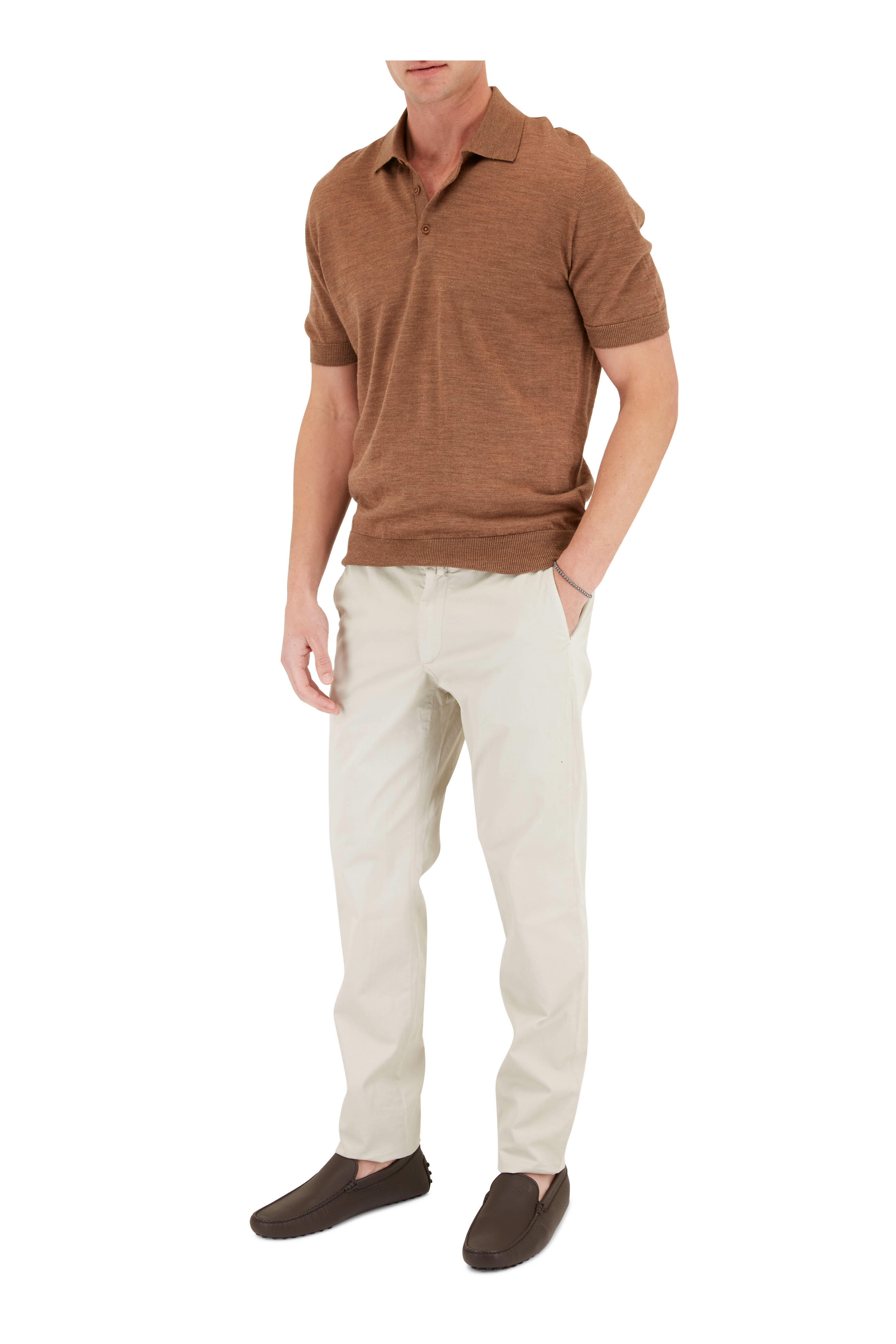 Atelier Munro - Chestnut Extra Fine Merino Wool Polo