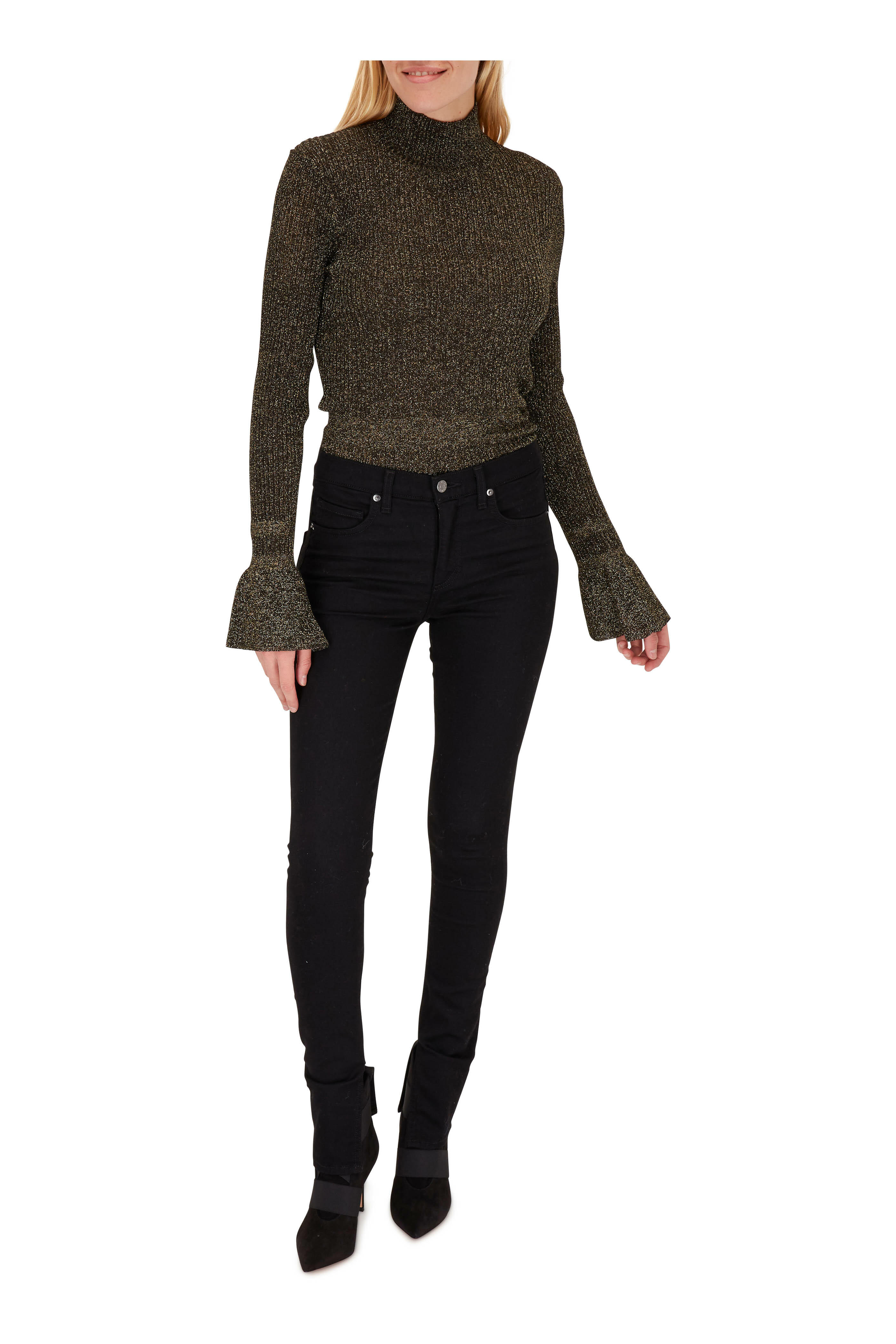 Veronica Beard - Lilia Black Metallic Turtleneck