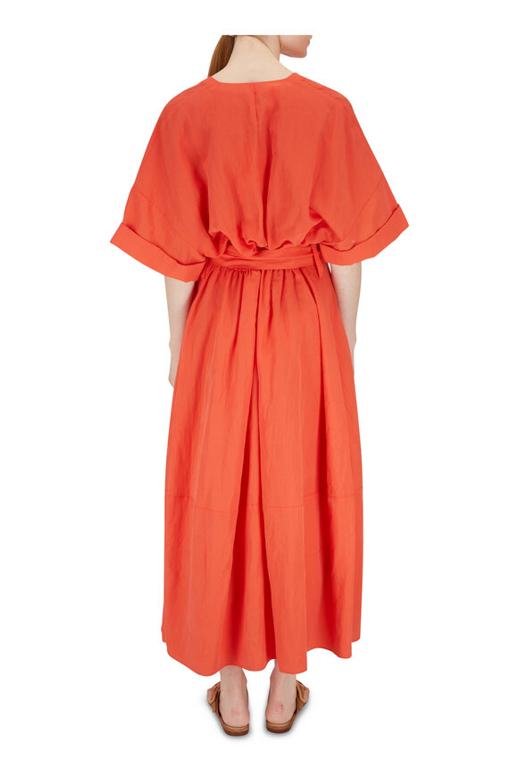 Vince - Burnt Orchid Cuffed Sleeve V-Neck Dress