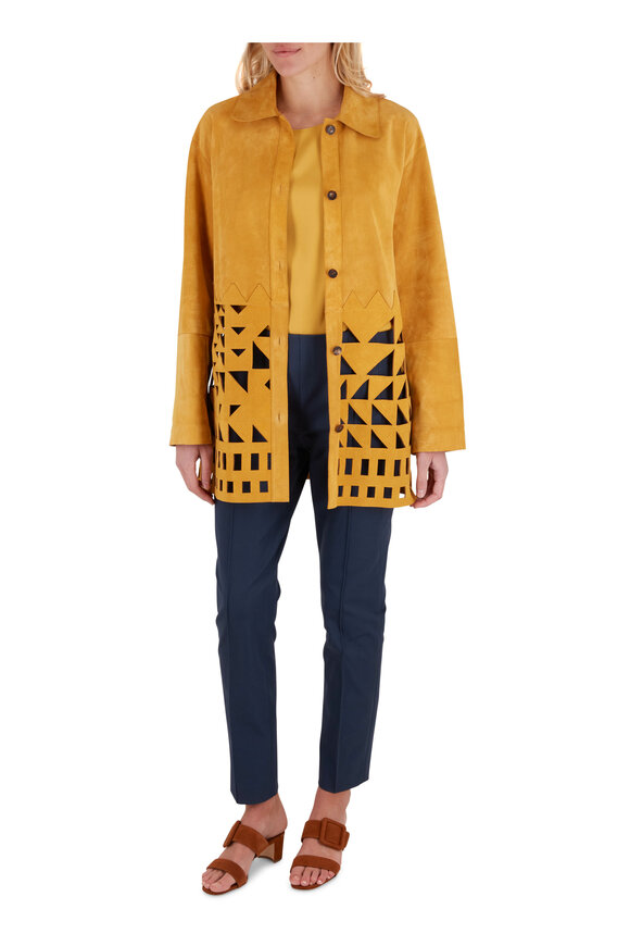 Lafayette 148 New York - Clyde Spiced Honey Laser Cut Leather Jacket