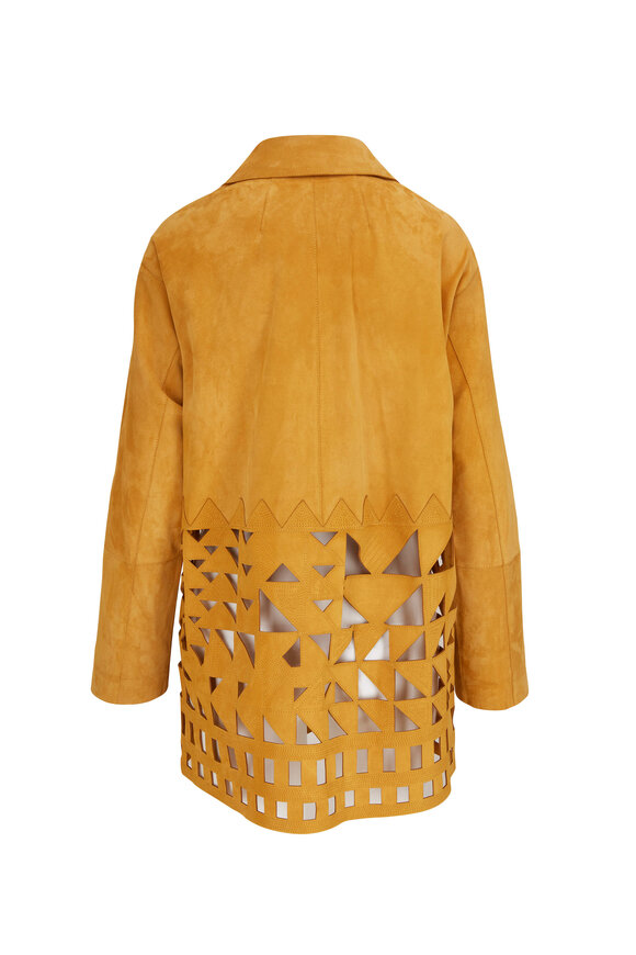 Lafayette 148 New York - Clyde Spiced Honey Laser Cut Leather Jacket