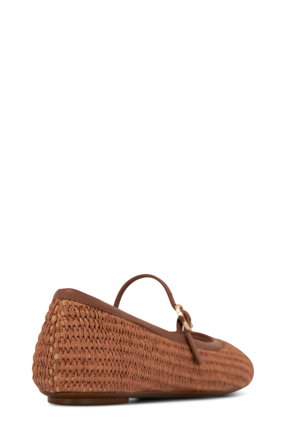 Gianvito Rossi - Carla Woven Raffia & Leather Mary Jane Flat 