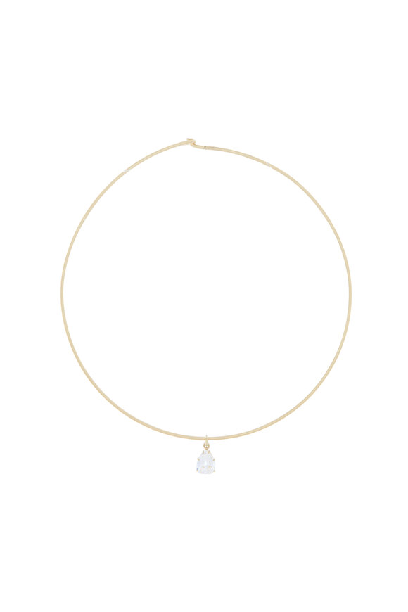 Sylva & Cie - 18K Gold Pear Shape Diamond Pendant Necklace