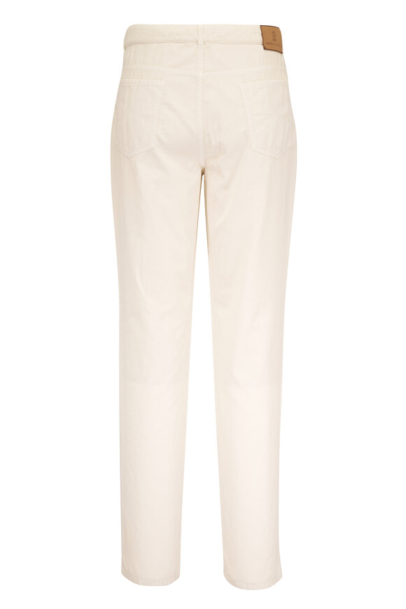 Brunello Cucinelli White Fine Wale Corduroy Five Pocket Pant - view 2