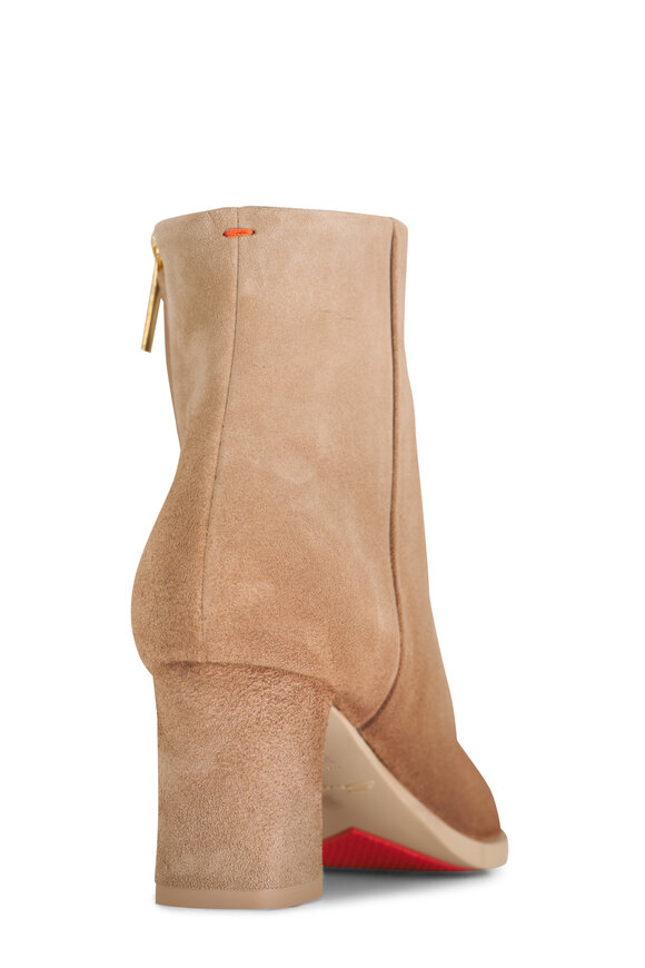 Santoni - Estel Beige Suede Side Zip Boot, 65mm