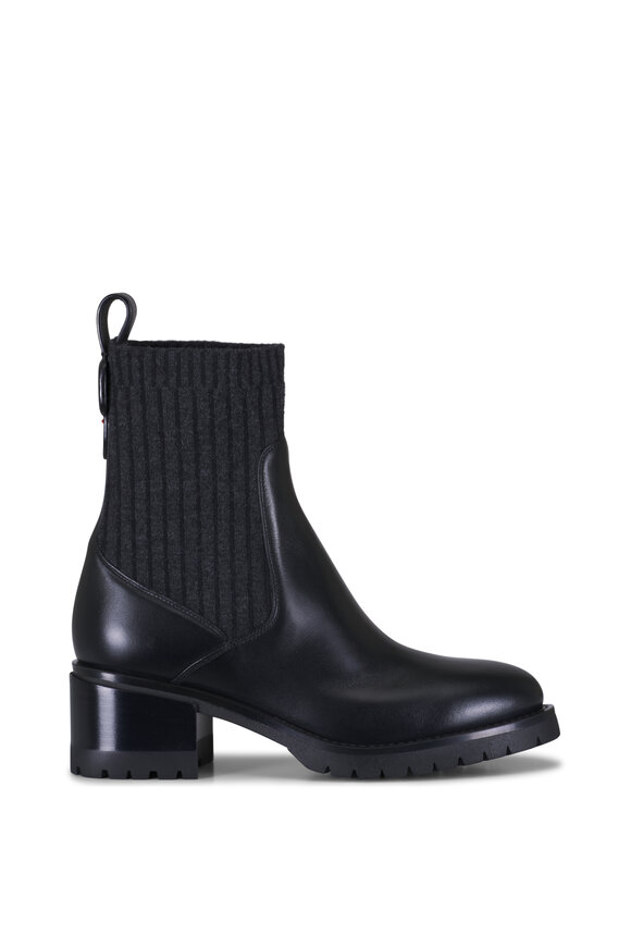 Santoni Tamara Black Leather Short Boot, 50mm - view 3