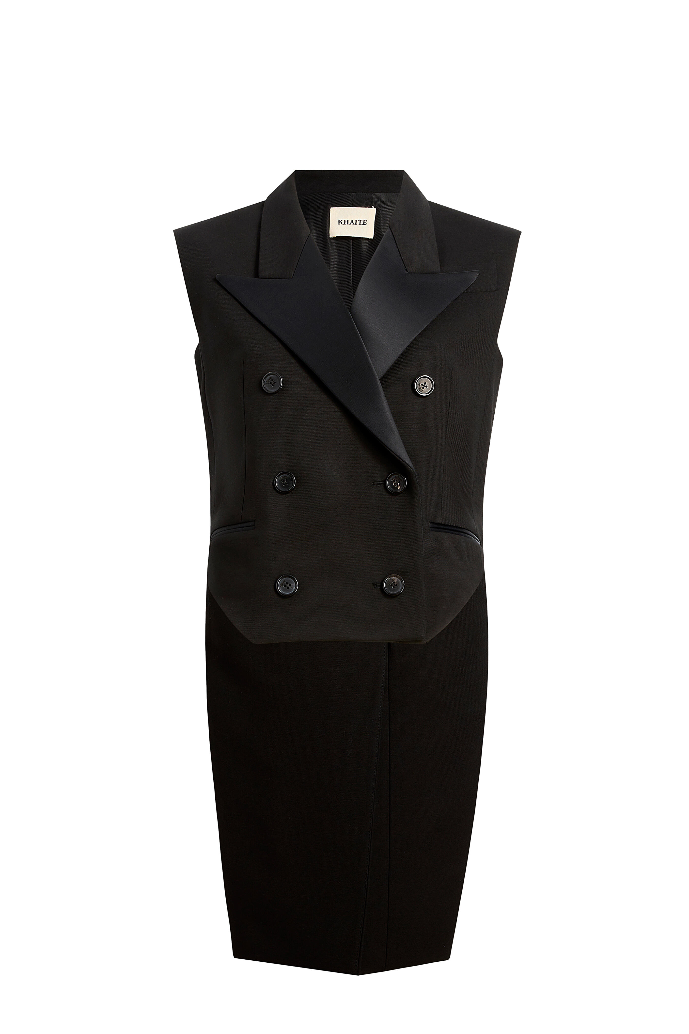 【送料&関税込】Khaite Orville Tailcoat Vest Khaite - Orville Black Tailcoat Double-Breasted Vest