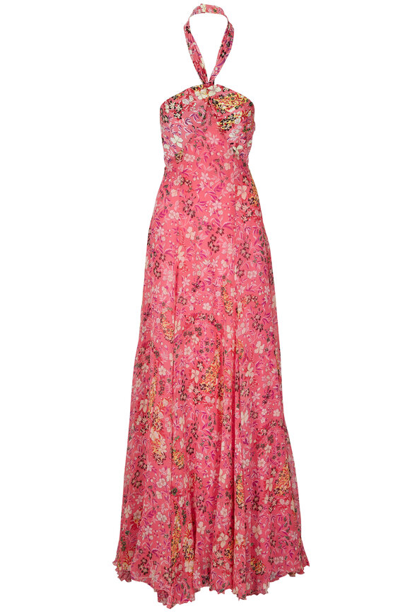 Etro - Pink Floral Halter Maxi Dress