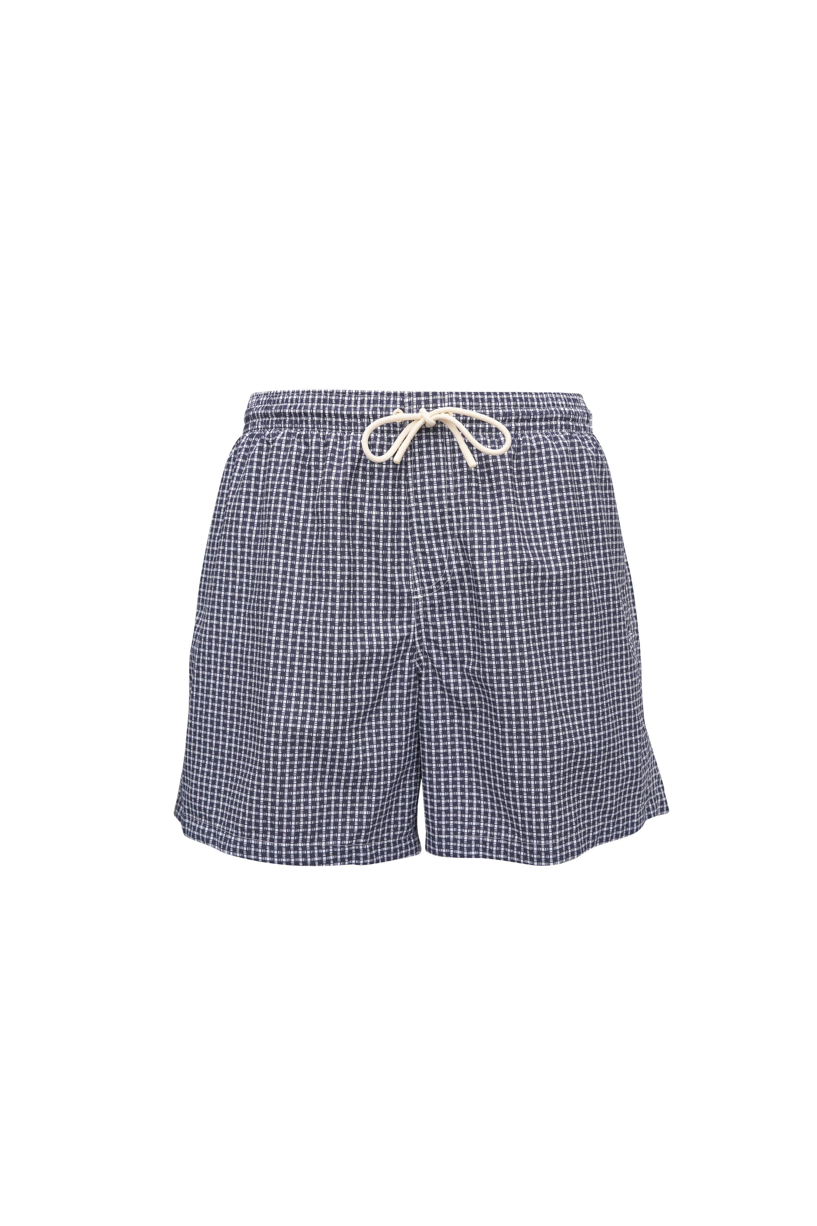 Loro Piana - Daneu Blue & White Check Swim Trunks