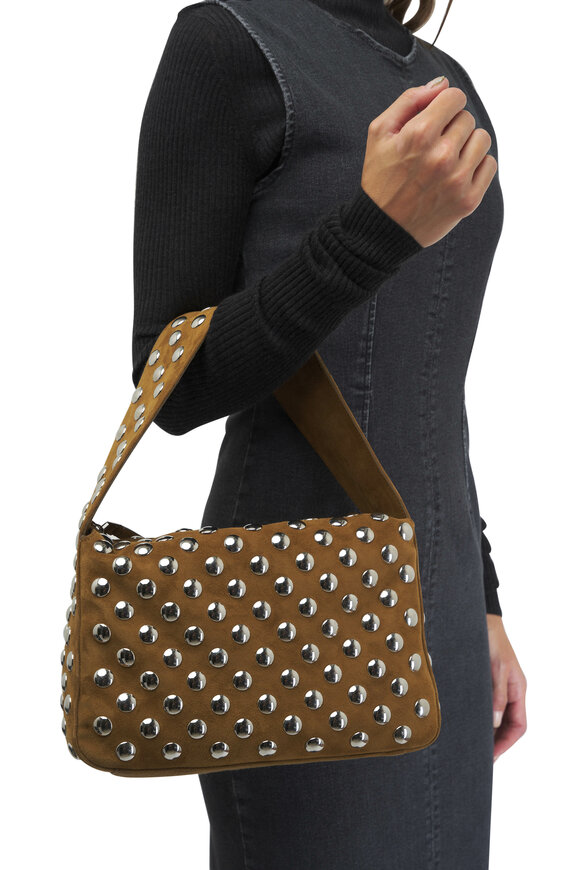 Khaite - Elena Mud Suede Studded Shoulder Bag 