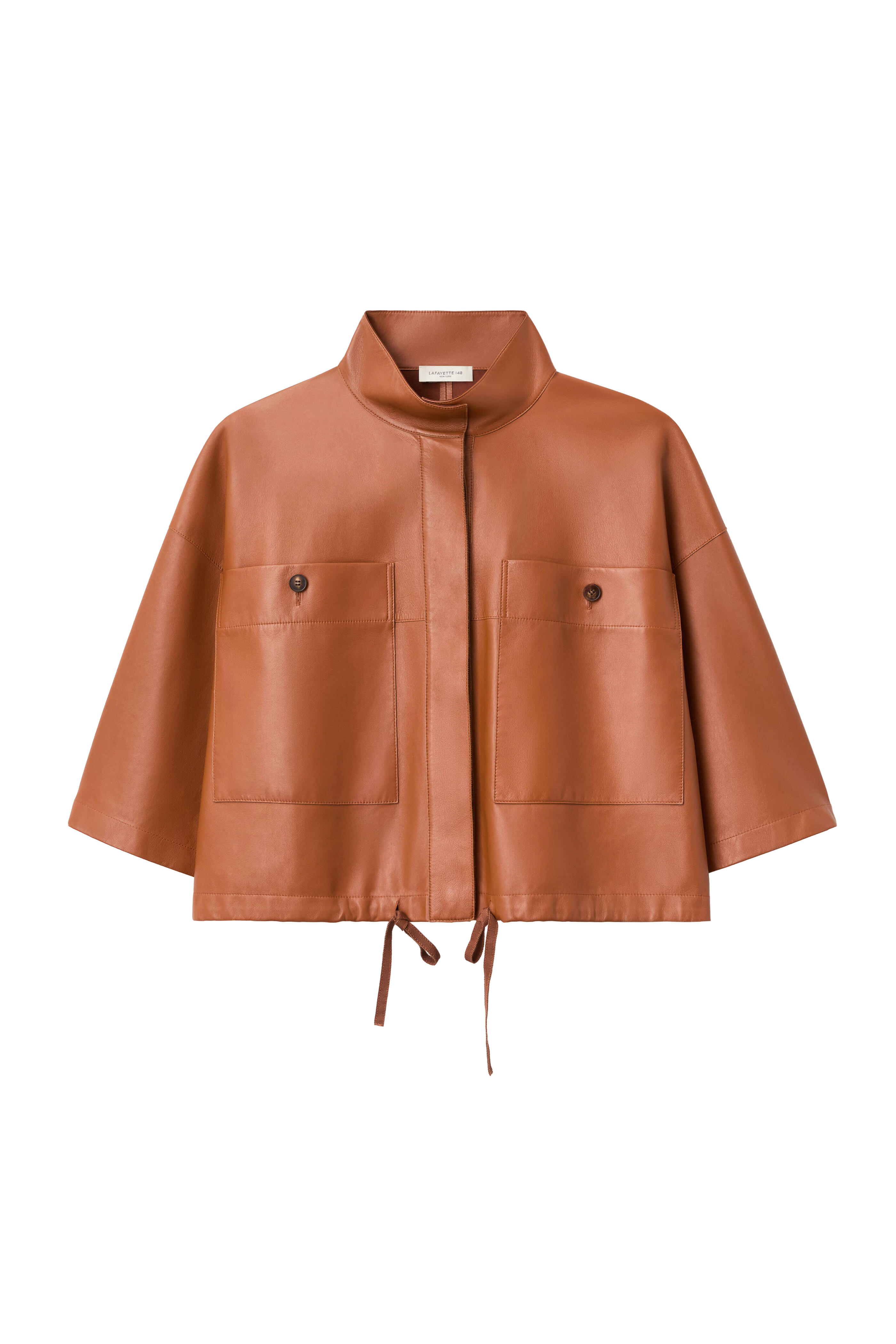 Lafayette 148 New York - Copper Leather Oversized Cropped Jacket