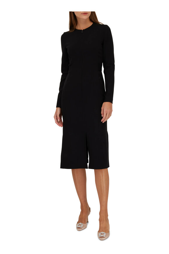 Akris - Black Wool Midi Dress 