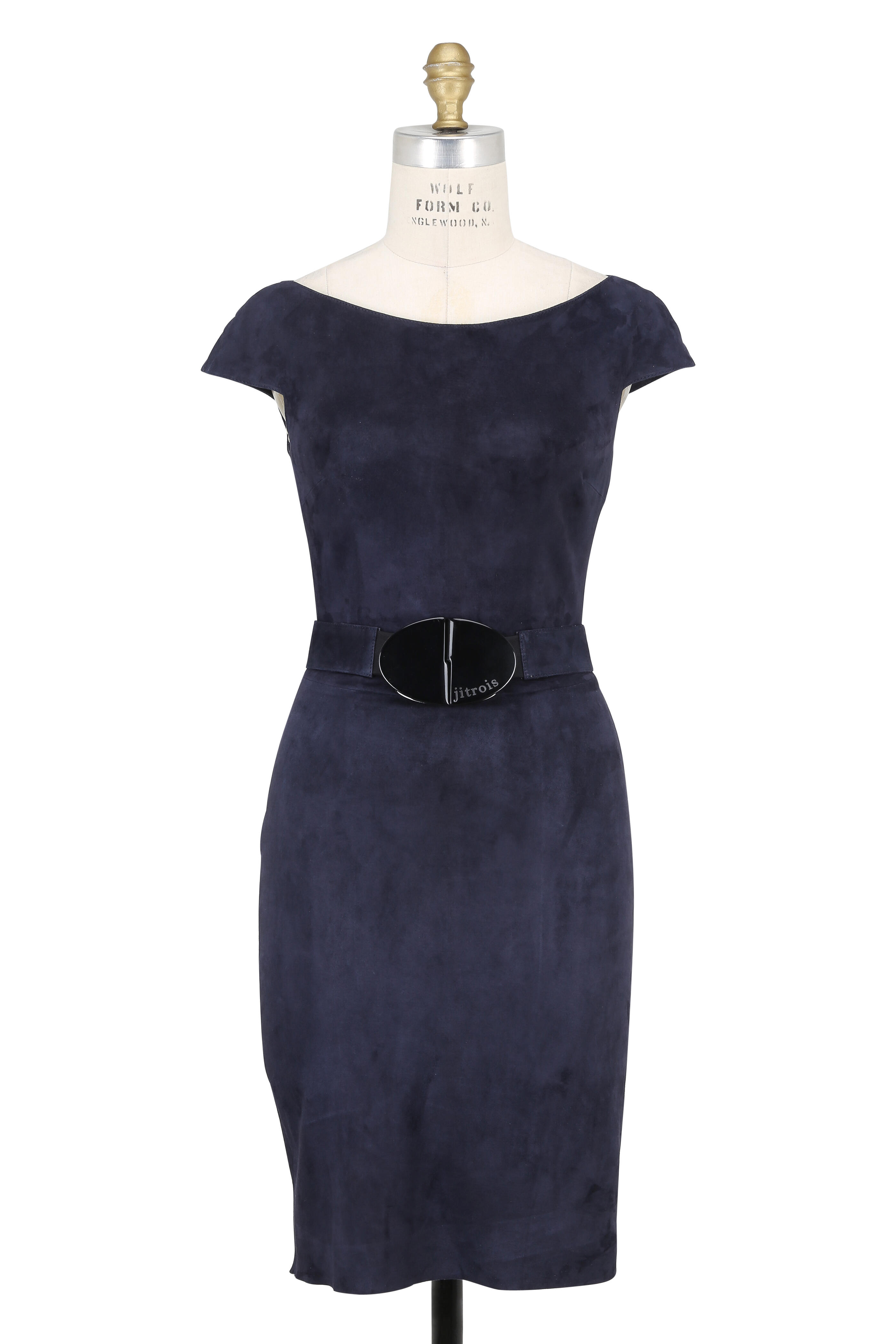 Jitrois - Atlantic Navy Stretch Suede Belted Dress