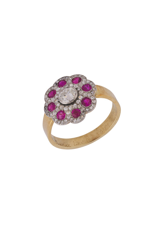 Renee Lewis 18k Yellow Gold Diamond & Burmese Ruby
