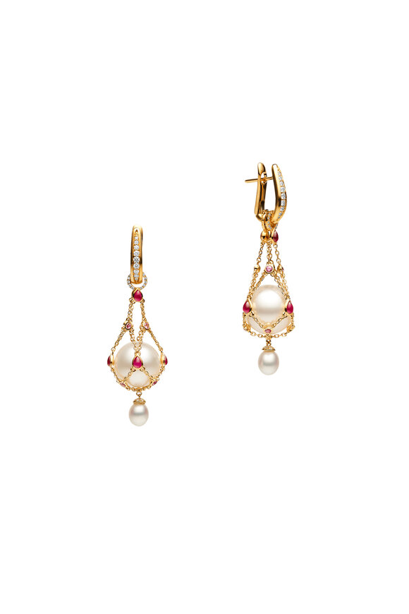 Paspaley Lavalier Ruby Pearl Drop Earrings